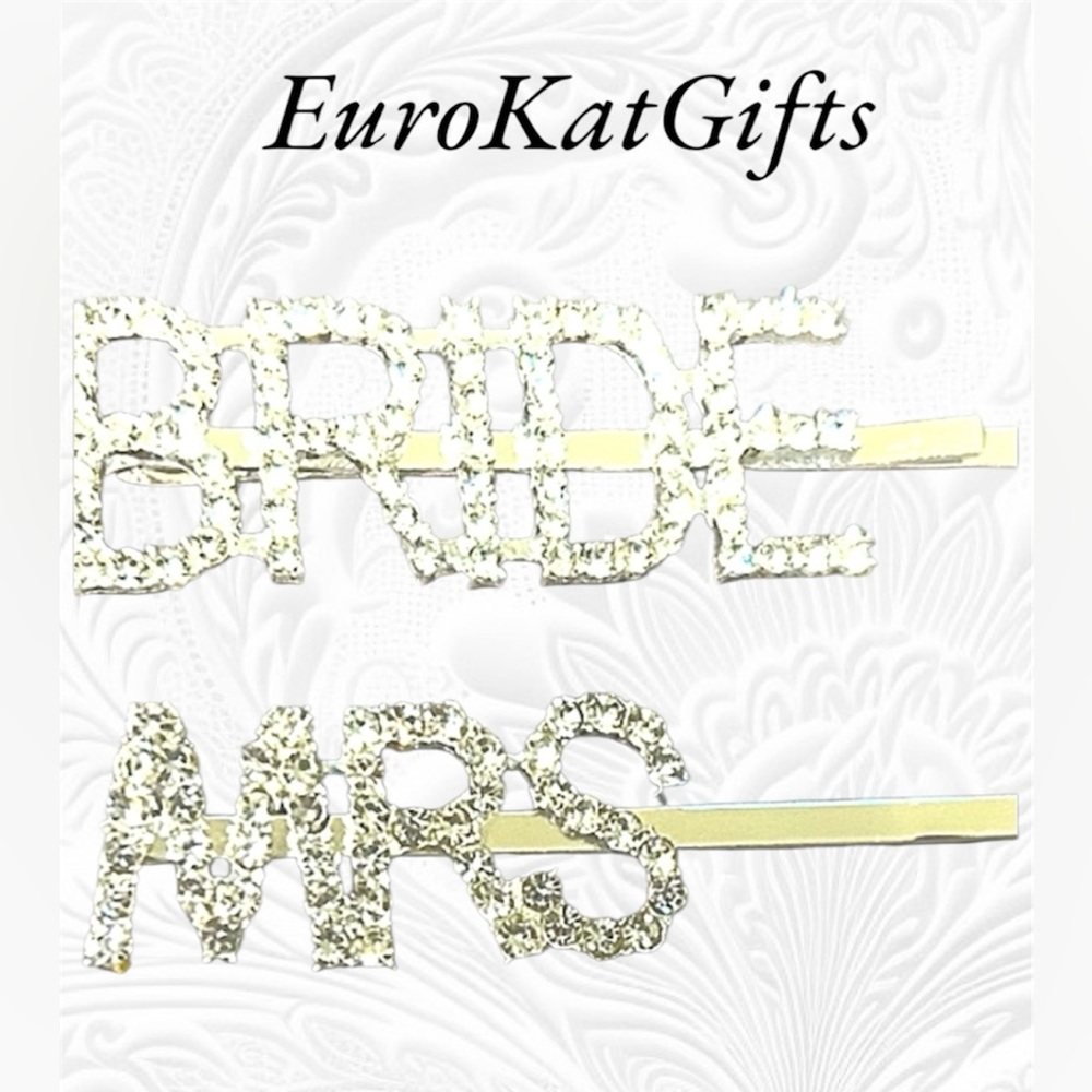 Bride and Mrs. Rhinestone Hair Clip NEW